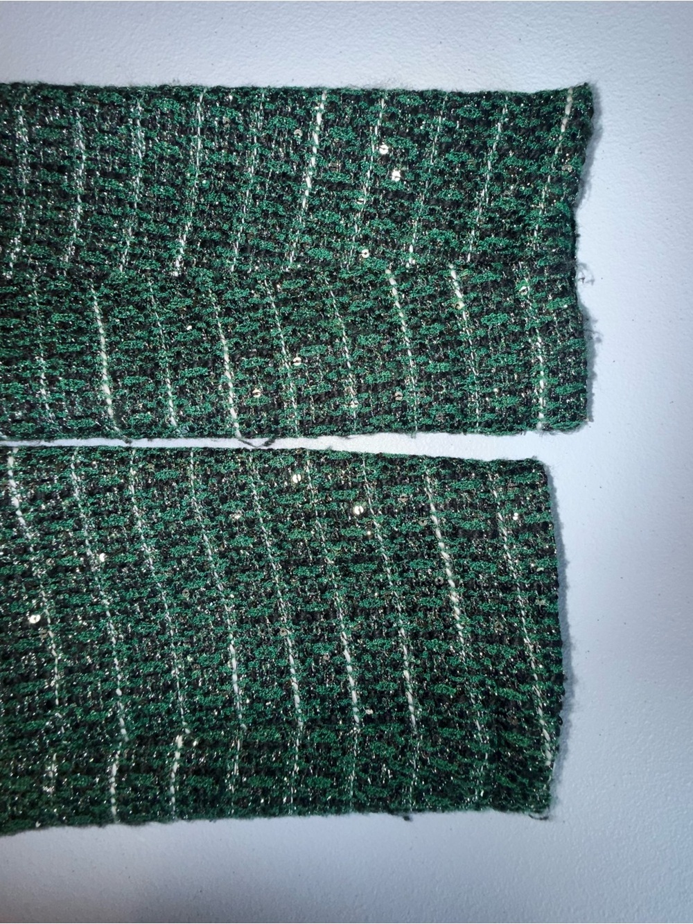 Boston Proper Size 10 Emerald Green Tweed Chain Detail Sequin Jacket Blazer - Picture 14 of 15